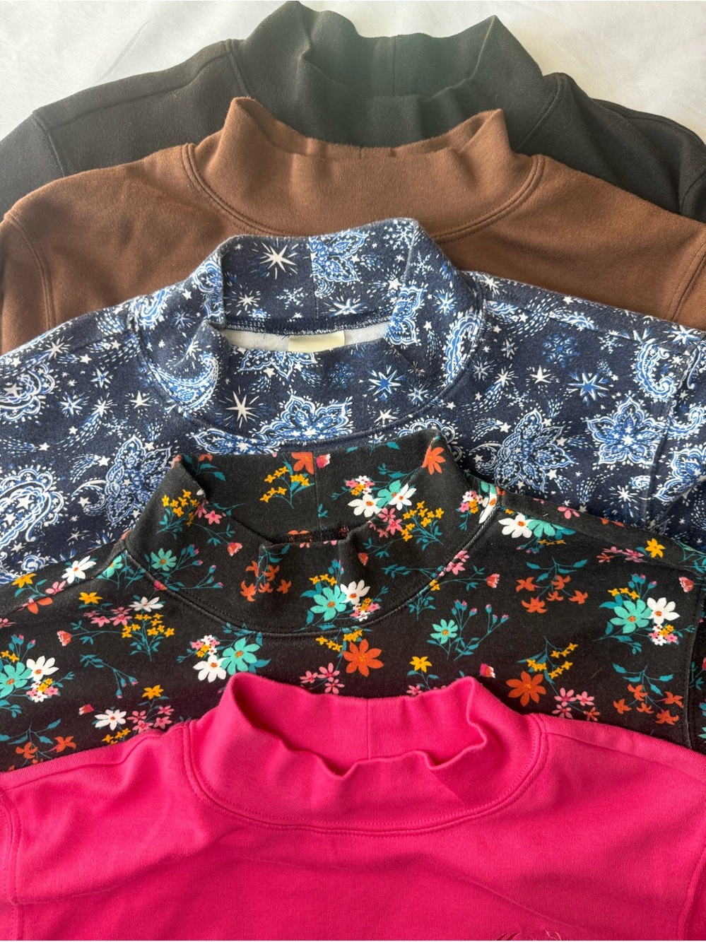 Blair Women's Size Large Mock Neck Tops Lot of 5 Long Sleeve Floral Solid